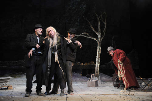 Patrick Stewart, Ronald Pickup, Ian McKellen, and Simon Callow in Waiting for Godot